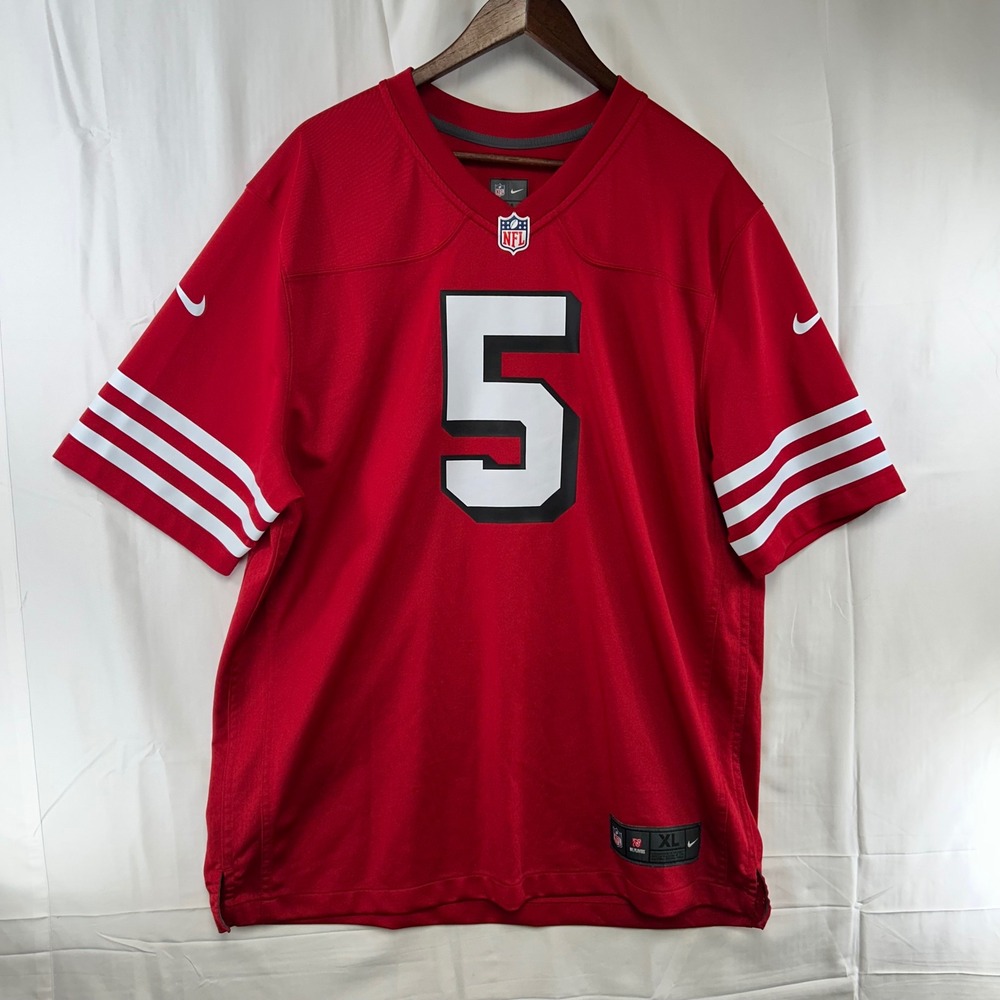 Nike San Francisco 49ers Trey Lance #5 NFL Jersey Mens XL Red On Field